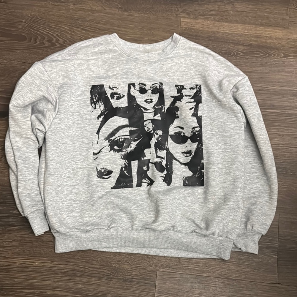 Gray Sweatshirt with Graphic Print